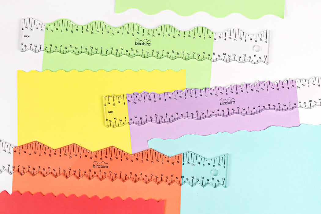 Rulers and Tearing Guide Ruler Set, 3 pc, Easy to Tear and Deckle Paper DIY Craft Project, Zigzag, Wave, Coarse Deckle, Fine Deckle