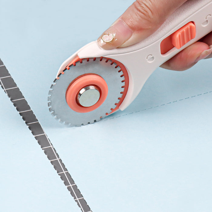Dotted Line Cut Replacement Blades for 45mm Rotary Cutter, 5 Pack, Premium Steel Stick Fabric Cutter Cuts Through Multiple Layers