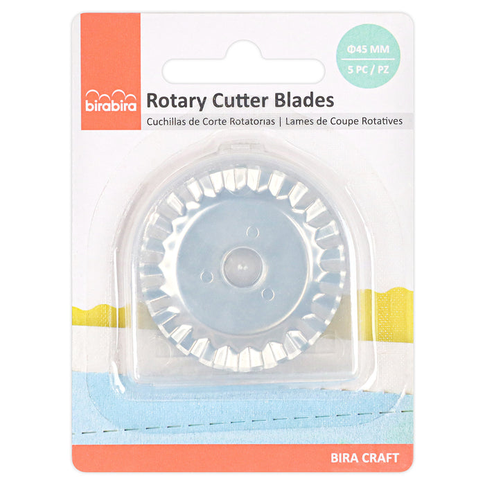 Wavy Cut Replacement Blades for 45mm Rotary Cutter, 5 Pack, Premium Steel Stick Fabric Cutter Cuts Through Multiple Layers