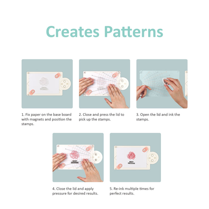 Rotating Precision Press and Stamp Set, 1 Stamping Platform + 2 Magnets, 3 pc for Accurate Craft Stamping
