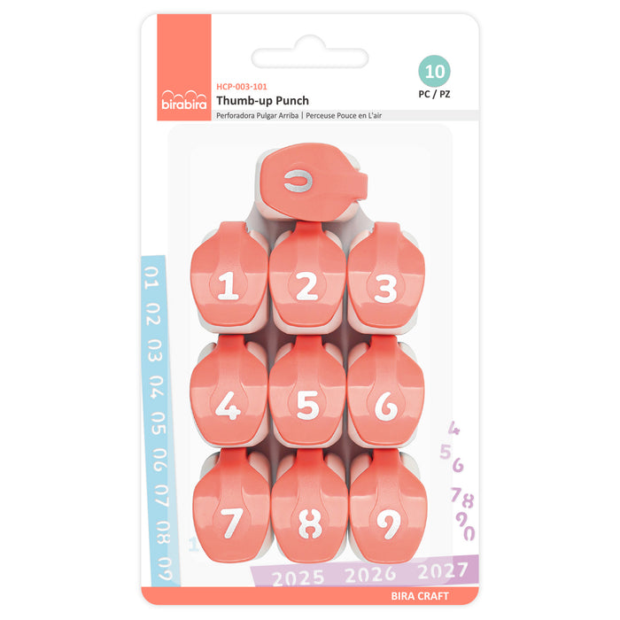 Number Punch Set, Includes numbers 0 to 9, 10 Pieces, Thumb Up Punch Set for Paper Crafting