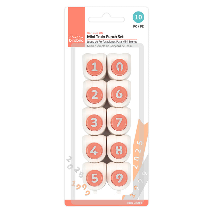 Number Punch Set, Includes numbers 0 to 9, 10 Pieces, Train Punch Set for Paper Crafting