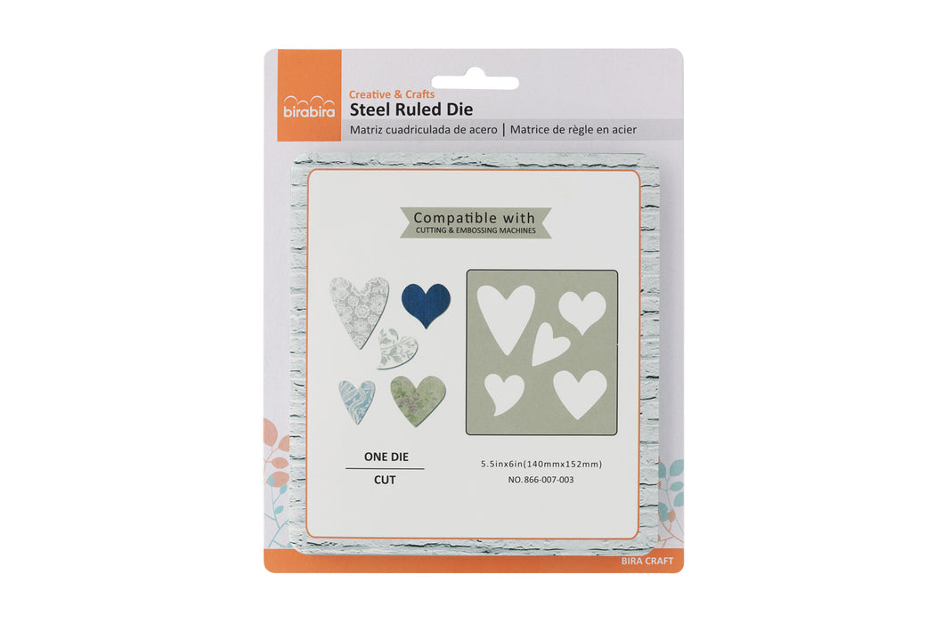 5.5" X 6" Heart Steel Rule Die, Assorted Designs