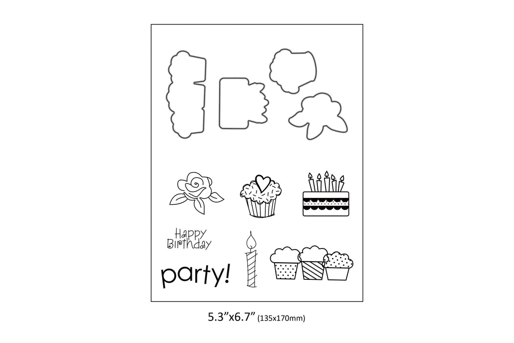 Birthday Party Die Set with Stamps, Assorted Designs