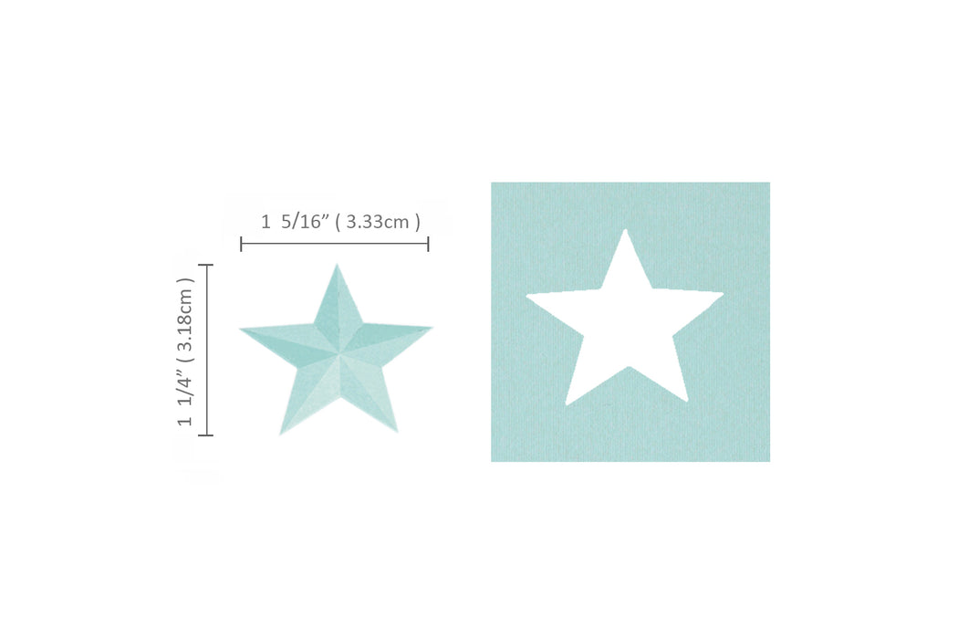 1 3/8 inch 3D Star Silhouette and Embossing Punch, Christmas Punch